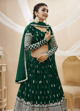 Elegant Georgette Lehenga Choli in Green